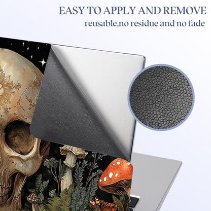 Universal Laptop Skin Sticker Decal,15.6 Inch Laptop Vinyl Cover for 13" 14" 15.6" Laptop,Scratch-Resistant Waterproof Protector Wrap,Reusable with Wrist Pads,Skull Mushroom Butterfly Garden - color: Skull Mushroom Butterfly Garden