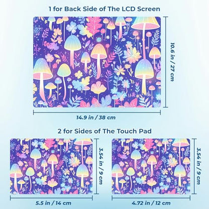 Reusable Universal Laptop Skin Sticker, Cut to Fit for 11.6–15.6 Inch Laptops, Waterproof Protective Film, No-Residue - Fantasy Glow Mushroom - color: Fantasy Glow Mushroom