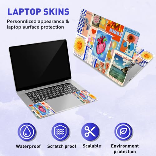 PLIGREAT Art Poster Pattern Laptop Skin Stickers Cutable Universal Size Fits 12" 13" 13.3" 14" 15 Inch Laptop Creative Removable Waterproof Notebook Art Decals PC Protector Cover Sticker