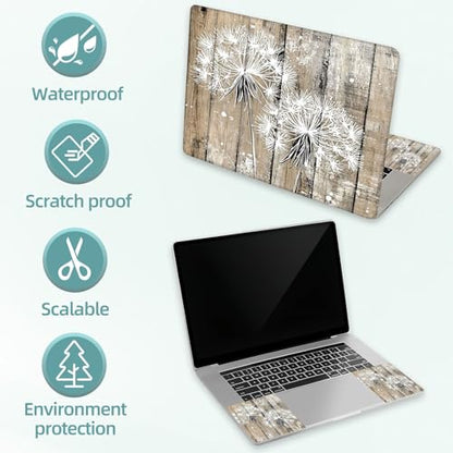 Universal Laptop Skin Decal, 3-Piece Vinyl Protector for 12 13 14 15.6" Notebook, Waterproof Anti-Scratch, Easy Trim & Bubble-Free Finish, Two Dandelions - color: Two Dandelions