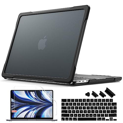 Batianda Ultimate Slim Case for MacBook Air 13.6 inch 2022-2026, Black | Fits M2/M3/M4/M5 Model, Lightweight Slim Design, Carbon Fiber Side Texture, Matte Translucent Rugged Hybrid Protective Shell - color: S-Black