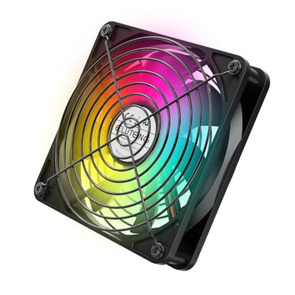 ELUTENG USB Computer Cooling Fan with 7 Color RGB Lighting, 3 Speed Controller 1100/1300/1500 RPM Small Exhaust Fan High Airflow Cooling Fan for Router Modem Receiver DVR PlayStation Xbox TV Box