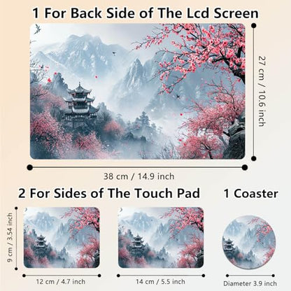 Laptop Skin Sticker Decal 15.6 Inch,12 13 13.3 14 15 15.6 in Laptop Netbook Skins for Notebook,Art Decal Removable Waterproof Scratch Resistant,Universal Vinyl Cover,Peach Blossom Landscape - color: Peach Blossom Landscape