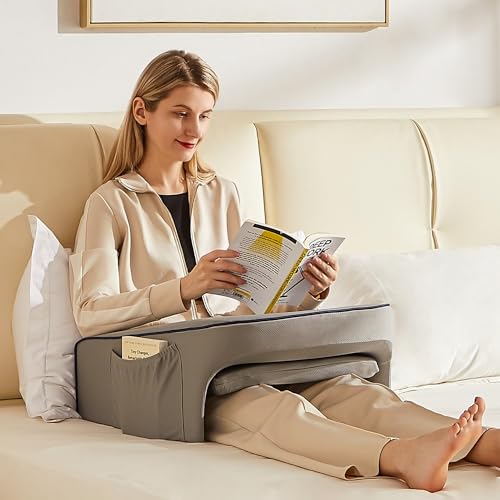 cooloo8 Lap Desk Pillow for Bed, Soft Arm Rest Pillow, Reading Lap Pillow, Memory Foam Reading Pillow, Laptop Lap Desk for arms for Reading, Working in Bed Couch(Grey) - size: Lap Desk Pillow - Small