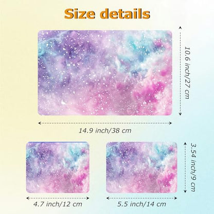 Universal Laptop Skin Sticker with 2 Wrist Pad Decals, 3-Piece Removable Vinyl Laptop Cover, Purple Pink Waterproof Anti-Scratch, Easy-Trim Fit for 13.3" 14" 15.6" Laptops - color: Purple Pink