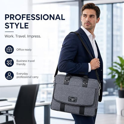 13" Daily Messenger Bag Compatible with MacBook Pro 13, Micro Brushed Twill Organizer with Tech Pockets Grey - size: 14.5 inches by 11 inches by 2 inches