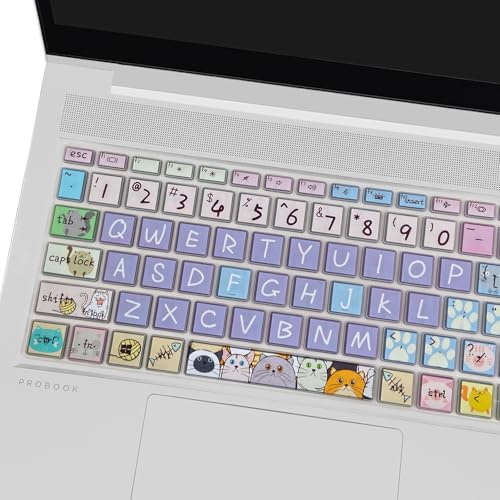 Silicone Keyboard Cover for 15.6" HP ProBook 450/455/650 G8 G9 G10, HP Zbook Power G8 G9,Cute Cat - color: Cute Cat