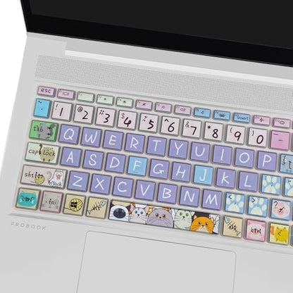 Silicone Keyboard Cover for 15.6" HP ProBook 450/455/650 G8 G9 G10, HP Zbook Power G8 G9,Cute Cat - color: Cute Cat