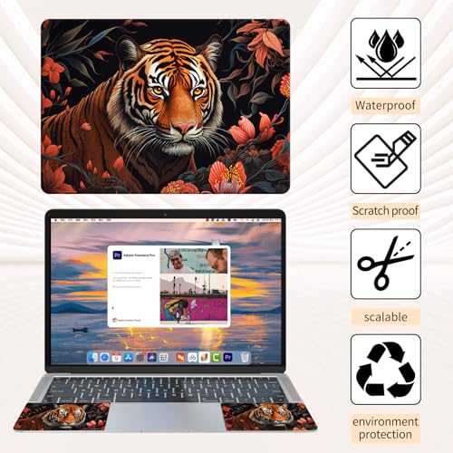 15.6 Inch Laptop Skin Sticker, Reusable Vinyl Cover Protector with 2 Wrist Pad Skins, Removable Waterproof Scratch-Resistant for 12-15.6 Inch Laptop Notebook,Flowers and Butterflys - color: Flowers and Butterflys