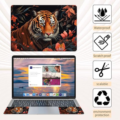 15.6 Inch Laptop Skin Sticker, Reusable Vinyl Cover Protector with 2 Wrist Pad Skins, Removable Waterproof Scratch-Resistant for 12-15.6 Inch Laptop Notebook,Flowers and Butterflys - color: Flowers and Butterflys