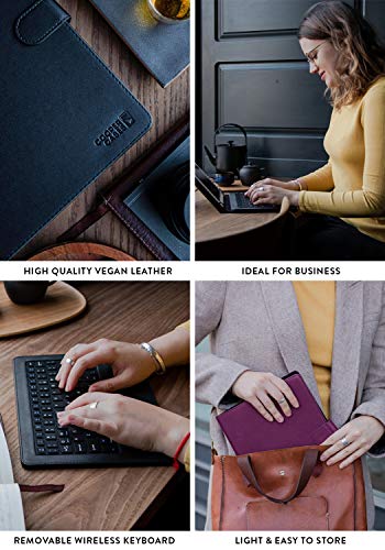 Cooper Infinite Executive Universal Tablet Keyboard Case for 7, 7.9, 8 inch | Tablet Case with Keyboard & 2-in-1 Leather Folio Cover | Bluetooth, Wireless, Hotkeys | Android, Windows, iPadOS (Blue) - color: Dark Blue