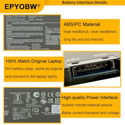 C22N2023 Laptop Battery 67Wh 8694mAh 7.74V Compatible with Asus Chromebook CXB170CKA Series