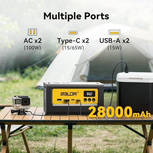 BALDR Portable Power Station 28000mAh, 90Wh LiFePO4 Battery Backup Camping Solar Generator Fast Charging with AC Outlet 150W Peak Power Bank for Home Backup Outdoor Emergency - size: 100W