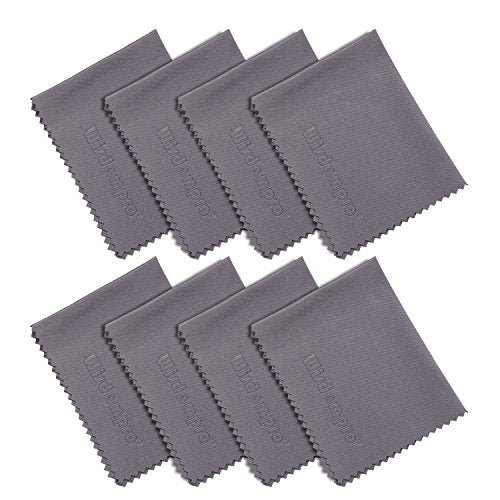 Wisdompro 8-Pack 6x7 Inches Microfiber Cleaning Cloth for Camera Lens, Glasses, Phone, iPhone, iPad, Tablet, Laptop, LCD TV, Computer Screen, Monitor and Other Electronics Device - Grey - color: Grey