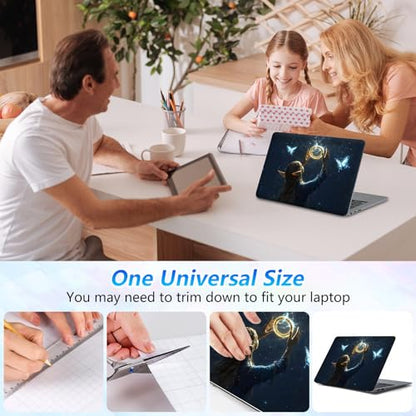 Universal Laptop Skin Sticker Decal with 2 Wrist Pad Skins, Waterproof Scratch Vinyl Cover for 11–15.6 Inch MacBook, HP, Dell, Lenovo, Cutable & Reusable,Elven Girl Magic Ring - color: Elven Girl Magic Ring