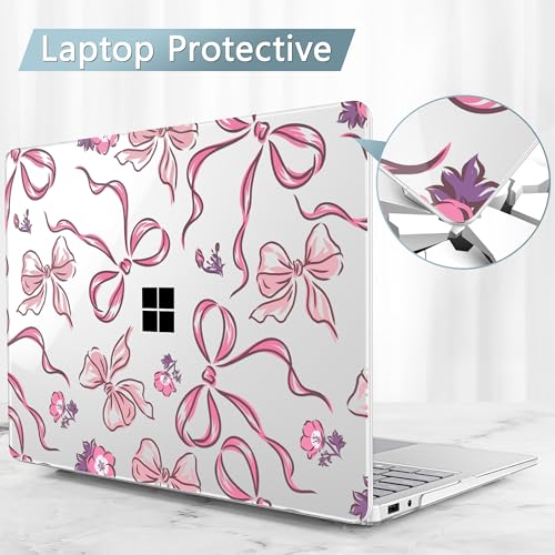 Mektron Printed Case for 2025 Microsoft Surface Laptop Windows 11 Copilot+ PC Surface Laptop 13 inch Touchscreen Display Cover Fits Model 2095, Flowers-Bows-Pink - color: Flowers-Bows-Pink