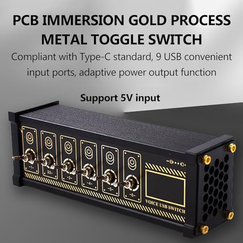 6 Ports USB C Splitter, 6 Port USB Docking Station, Voice Control Function, Data Transmission, 9 USB Convenient Input Ports, for Phones, Tablets, and Gadgets