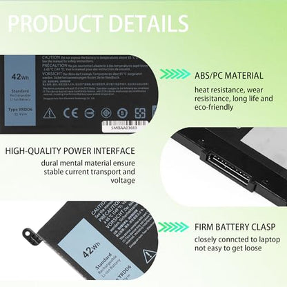 42Wh YRDD6 1VX1H Battery Replacement for Dell Inspiron 14 15 3000 5000 3493 3582 5480 5485 5491 5493 5585 5590 5593 5594 5698 P93G001 7586 Vostro 3491 VM732 0VM732 1VX1H 01VX1H