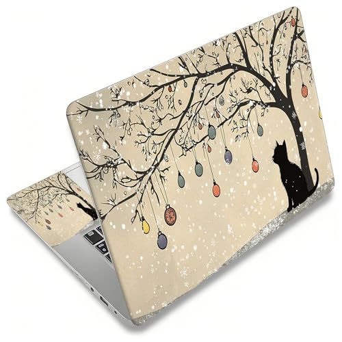 Laptop Skin Sticker Decal, Universal Reusable Vinyl Laptop Cover for 12" 13" 13.3" 14" 15" 15.4" 15.6" Notebook PC, Reusable Waterproof Scratch-Resistant with 2 Wrist Pads,Black Cat Tree - color: Black Cat Tree