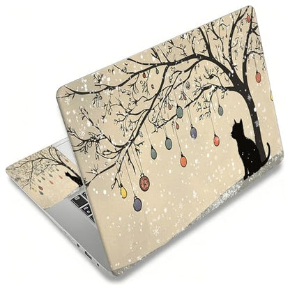 Laptop Skin Sticker Decal, Universal Reusable Vinyl Laptop Cover for 12" 13" 13.3" 14" 15" 15.4" 15.6" Notebook PC, Reusable Waterproof Scratch-Resistant with 2 Wrist Pads,Black Cat Tree - color: Black Cat Tree