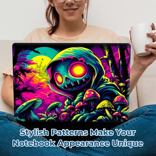 Reusable Universal Laptop Skin Sticker, Cut to Fit for 11.6–15.6 Inch Laptops, Waterproof Protective Film, No-Residue - Neon Skull Forest - color: Neon Skull Forest