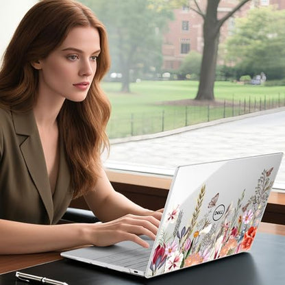 Batianda Cute Whimsical Wildflower Case for Dell XPS 13 Laptop 2024 2025 | Fits Model 9340/9345/9350 13.4" Display, Lightweight Slim Hard Shell Protection for Women and Garden Lovers - color: Flower field