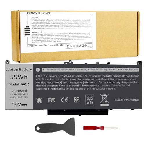 Fancy Buying J60J5 Laptop Battery for Dell Latitude E7270 P26S001 E7470 P61G001 Series Notebook R1V85 451-BBSX 451-BBSY 451-BBSU WYWJ2 MC34Y 0MC34Y 1W2Y2 242WD PDNM2 [7.6V 55WH 4Cell] - size: 11.23*2.05*0.79inch