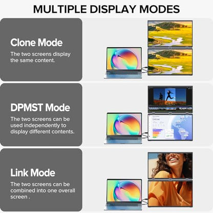 UPERFECT Delta 15.6" Dual Portable Monitor for Laptop Screen Extender 1080P HDR 360° Folding Stacked Triple Monitor with Stand for Laptop PC Phone Game Console (No Driver Needed) - size: 15.6"