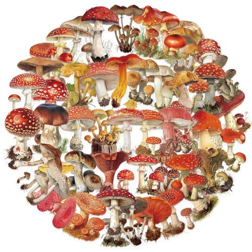 Clear Mushroom Stickers,50PCS Cute Mushroom Scrapbook Stickers for Journaling, Junk Journal, Water Bottles, Phone Cases, Laptops, Waterproof Transparent Scrapbook Supplies(colourful-B10) - color: Colourful-b10