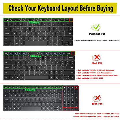 Keyboard Cover for Dell Latitude 3000 3340 13.3"(2023), Dell Latitude 5320 5330 5340 5350 13.3, Dell Latitude 7320 7330 7340 13.3" Keyboard Accessories Protective Skin-Black - color: Black