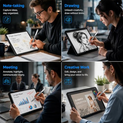 MPP 1.51 Pen for Surface Pro 11/10/X/9/8 300Day Battery Life Palm Rejection | Digital Pen for Surface, Surface Laptop/Book/Go/Studio, Kobo, 1024 Pressure, Precise Drawing & Note-Taking, Two Side Buttons - color: Grey
