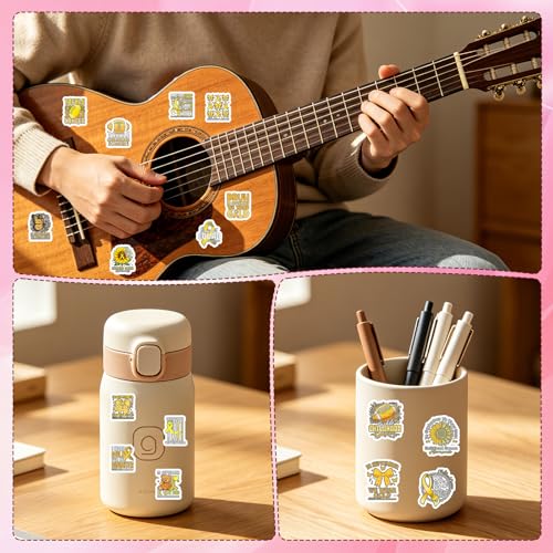 100 Pcs Childhood Cancer Awareness Stickers Childhood Cancer Items | Childhood Cancer Awareness Items, Yellow Ribbon Design, Waterproof Vinyl, Bow Sunflower Decals for Luggage Laptop Journaling - style: Childhood Cancer Awareness