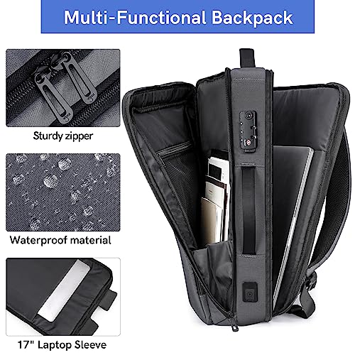 VGOAL Travel Laptop Backpack, Laptop Bookbag College Backpack Durable Water Proof with USB Charging Port for Men Women (FG6317-G)