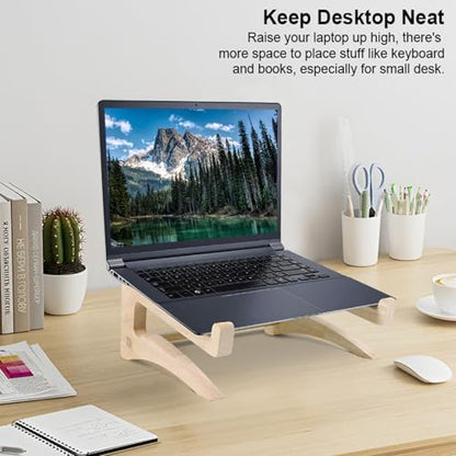 UI U & I Laptop Stand Riser, Portable and Adjustable Stand, for Notebook up to 13-17 Inch, Wood - size: big
