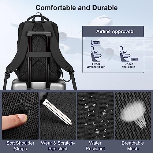 HOMIEE 17 Inch Laptop Backpack Slim Durable Business Backpack | USB Charging Port, Lightweight, Durable & Water-Resistant, Luggage Strap, Casual Daypack for School Work Travel