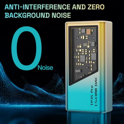 EPZ TP35 PRO Mini Portable IEM DAC Hi-Fi Decoder Headphone Amplifier Dongle USB-C to 3.5/4.4mm Dual CS43198 Chips, Supports High-Resolution PCM 32bit/384khz DSD 256 Audio, EQ Adjustment and Mic Calls - color: Gradient