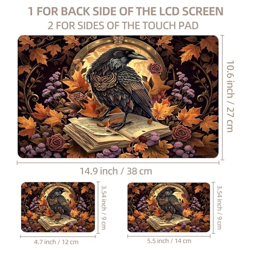 Universal Laptop Skin Sticker for 12/13/14/15.6 Inch Laptops, Reusable Vinyl Laptop Decal Cover, Waterproof Scratch Resistant Notebook Skin with 2 Wrist Pads,Crow Book - color: Crow Book