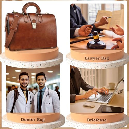 Banuce Leather Briefcase for Men with Anti-Theft Key Lock Fits 15.6" Laptop | Gradient Coloring Leather,Doctor Style Design,Expandable,Detachable Shoulder Strap,Office Work,Business Travel
