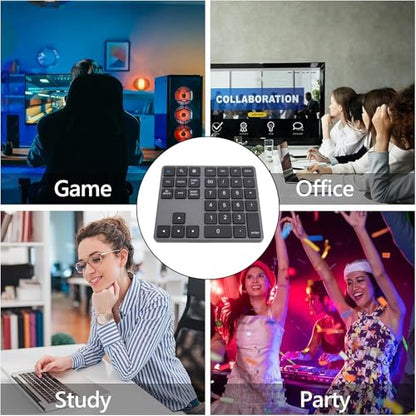 Tangxi Bluetooth Number Pad, 2.4G Wire Less Numeric Keypad with Receiver, 35 Keys Financial Accounting Number Keyboard, Rechargeable Slim Numeric Pad for Laptop, PC, Smartphone (Grey) - color: Grey