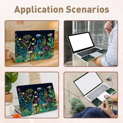 PLIGREAT 15 Inches Wildflowers in The Dark Laptop Sticker Decals, Creative Art Design Laptop Skin Stickers Fits 12" to 15" Laptops Universal Waterproof Removable Notebook Art Protector, Yellow Blue - color: Yellow Blue