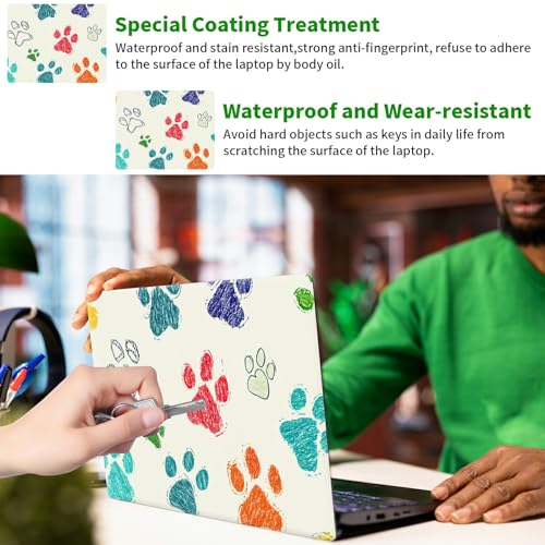 Laptop Skin Sticker Decal, Universal Protective Cover Fit 12 13 14 15.6 Inch Notebook, Reusable Water-Resistant Vinyl Decal w/ 2 Wrist Pads for Business Travel Office, Dog Paw Print Freen - color: Dog Paw Print Freen