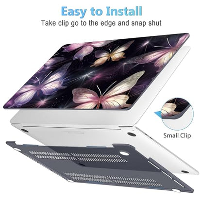 Mektron Designed Case for MacBook Pro 16 Inch A2141 Cover 2019 Release 16" with Liquid Retina Display/Touch ID, Plastic Hard Shell with Keyboard Skin & Screen Protector, Glittering Butterfly - color: Glittering Butterfly