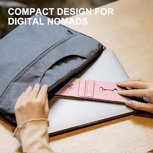 Perilogics Magnetic Adjustable Travel Laptop Stand for Digital Nomads and Business Travelers. Compact, Foldable, and Ideal for Desk Use. Elevate Your Work Experience with Our Laptop Riser on the Go - color: Light Pink