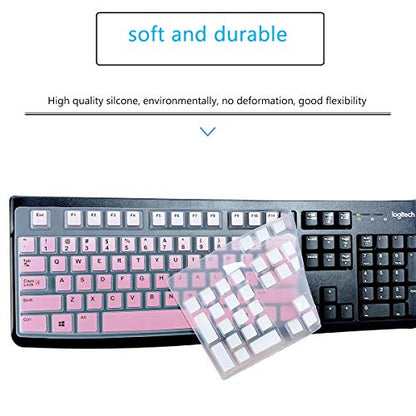 MUBUY Keyboard Cover Skin Protector for Logitech MK120 K120 Wired Keyboard, Protective Skin US Layout - Gradual Pink - color: Gradual Pink