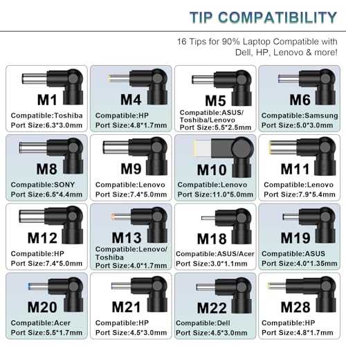 90W Universal Laptop Charger AC Adapter Replacement for Dell HP Acer Asus Lenovo IBM Toshiba Samsung Gateway Sony Fujitsu Notebook Ultrabook Chromebook Power Supply Cord