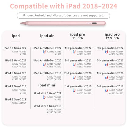 HZD Apple Pencil for iPad 2025-2018 Faster Charge Stylus Pen,Rose | with Tilt Sensitivity & Palm Rejection & Magnetic Compatible iPad 11/10/9/8/7/6, Pad Air 3/4/5, Pro 12.9"/11",Mini 6/5, M2/M4 - color: Rose Gold