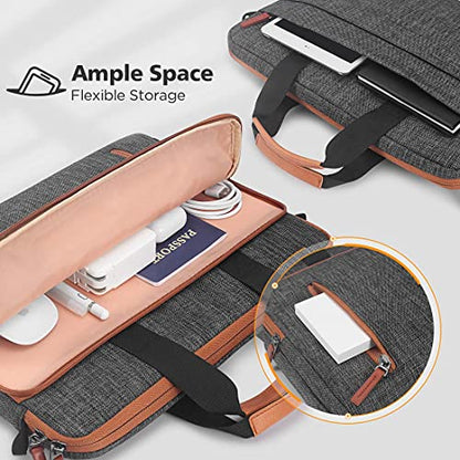 KIZUNA Laptop Case Bag 15.6 Inch Shoulder Water Resistant Handbag For 16" MacBook Pro M1 M2 M3/MacBook Air 15 M2/Lenovo IdeaPad Flex 5i/15 IdeaPad Gaming 3i/Legion Slim 5i Gen 8 - color: Brown, size: 15-15.6 Inch