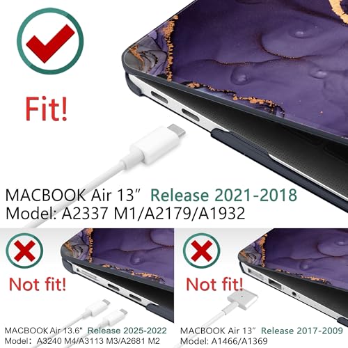 DONGKE Compatible with MacBook Air 13 inch Case 2021 2020 2019 2018 Release A2337 M1 A2179 A1932 with Retina Display Touch ID, Plastic Hard Shell & Keyboard Cover - Abstract Marble - color: Abstract Marble X570