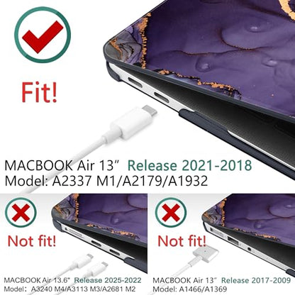 DONGKE Compatible with MacBook Air 13 inch Case 2021 2020 2019 2018 Release A2337 M1 A2179 A1932 with Retina Display Touch ID, Plastic Hard Shell & Keyboard Cover - Abstract Marble - color: Abstract Marble X570