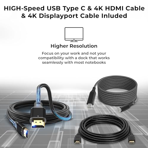 40AY0090US Lenovo Thinkpad Docking Station Dual Monitor - Supports 4K Display, Universal Lenovo Gen 2 Dock with 90W Adapter, HDMI, DisplayPort, USB-C Cables & Cloth (Renewed)